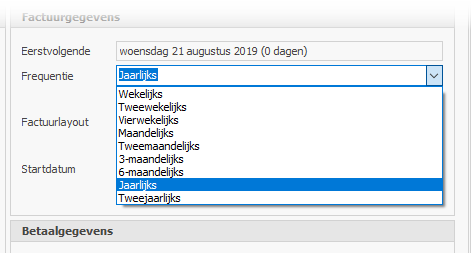 herhaalfactuur-frequentie