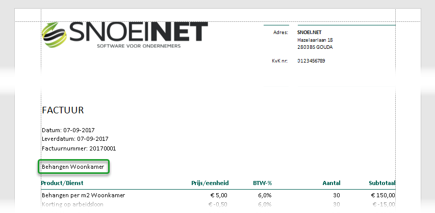factuur - koptekst