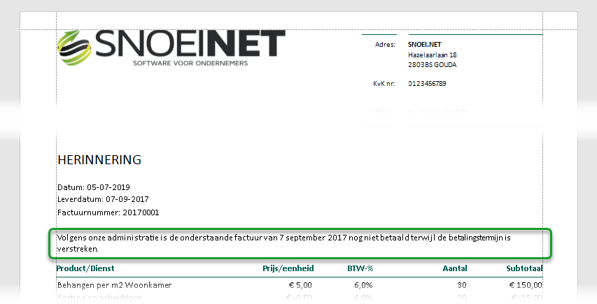 herinnering - koptekst